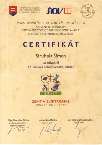Certifikát Struhala 2016