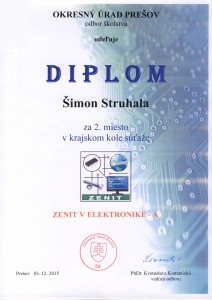Diplom Struhala 2015 kraj - 2. miesto