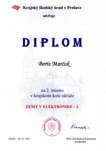 Diplom Marčok kraj 2012 - 2. miesto