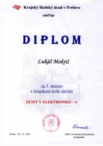 Diplom Mokriš kraj 2012 - 3. miesto