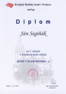 Diplom Segiňák kraj 2010 - 2.miesto